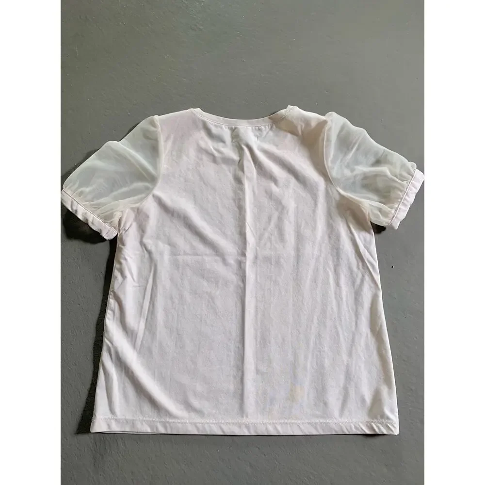 Madewell Beige Puff Sleeve Top XS Sheer Lightweight Neutral Blouse